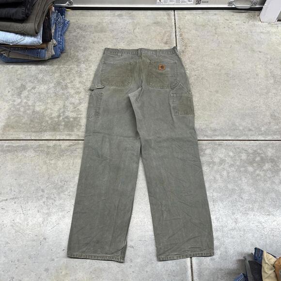 vintage carhartt olive green relaxed baggy fit dungaree cargo pants size 33 x 34 - Picture 5 of 5